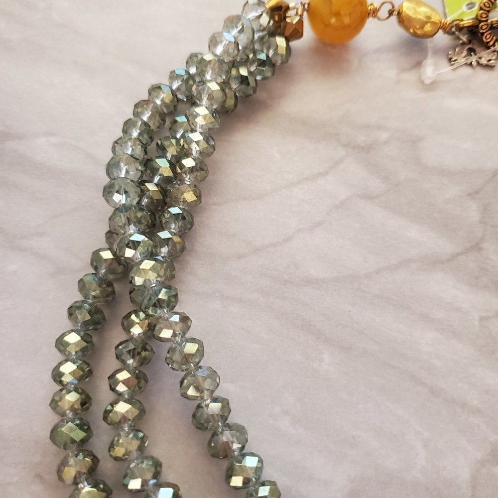 ✨ NEW Ali and Bird Beads Beaded Multi Strand Stone Toggle Pendant Necklace ✨ - Picture 9 of 13